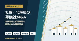 札幌・北海道の葬儀社M&Aで重要な冬季搬送、広域商圏、斎場動線、PMIを示すアイキャッチ画像