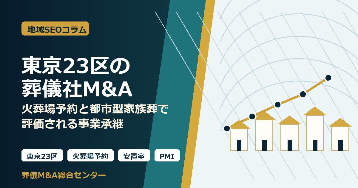 東京23区の葬儀社M&Aで重要な火葬場予約、安置室、都市型家族葬、PMIを示すアイキャッチ画像